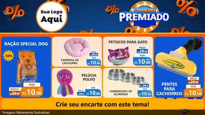 Modelo de TV para TV Horizontal com o tema Janeiro Premiado para Pet Shop