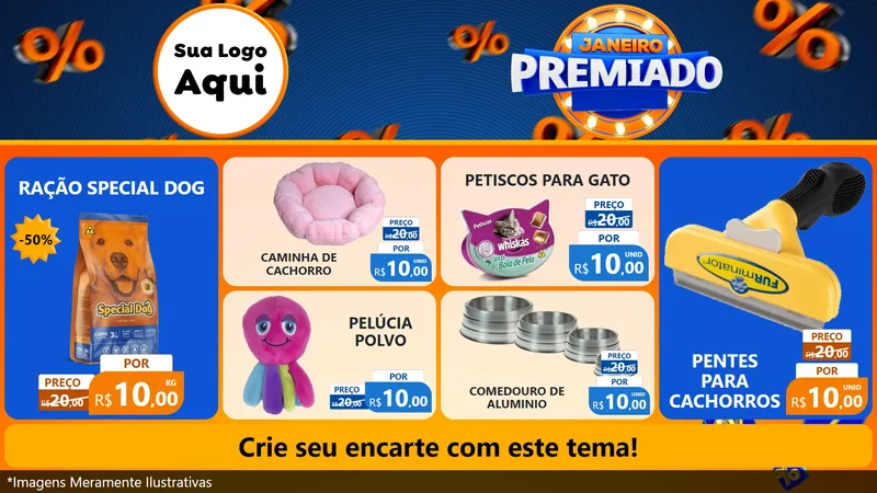 Modelo de TV para TV Horizontal com o tema Janeiro Premiado para Pet Shop