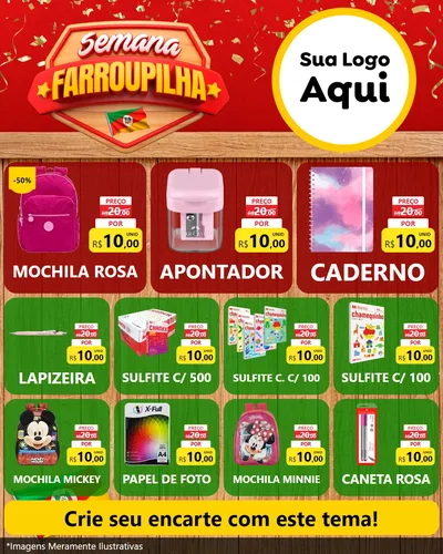 Modelo de Rede Social para Feed Instagram com o tema Semana Farroupilha para Papelaria