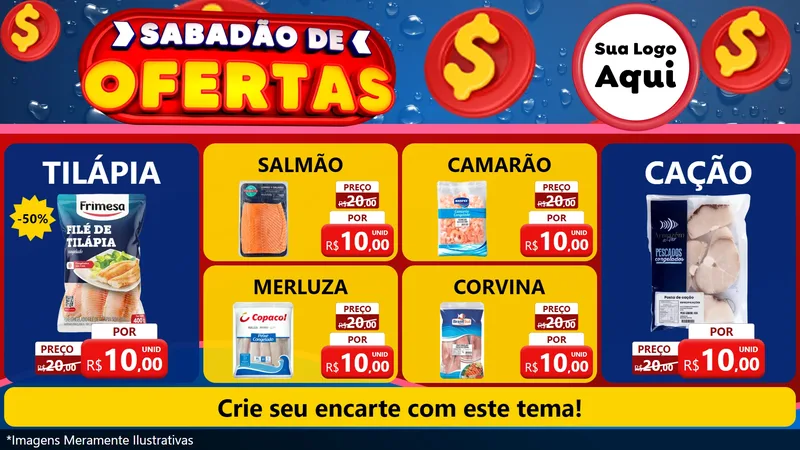 Modelo de TV para TV Horizontal com o tema Sabadão de Ofertas para Peixaria