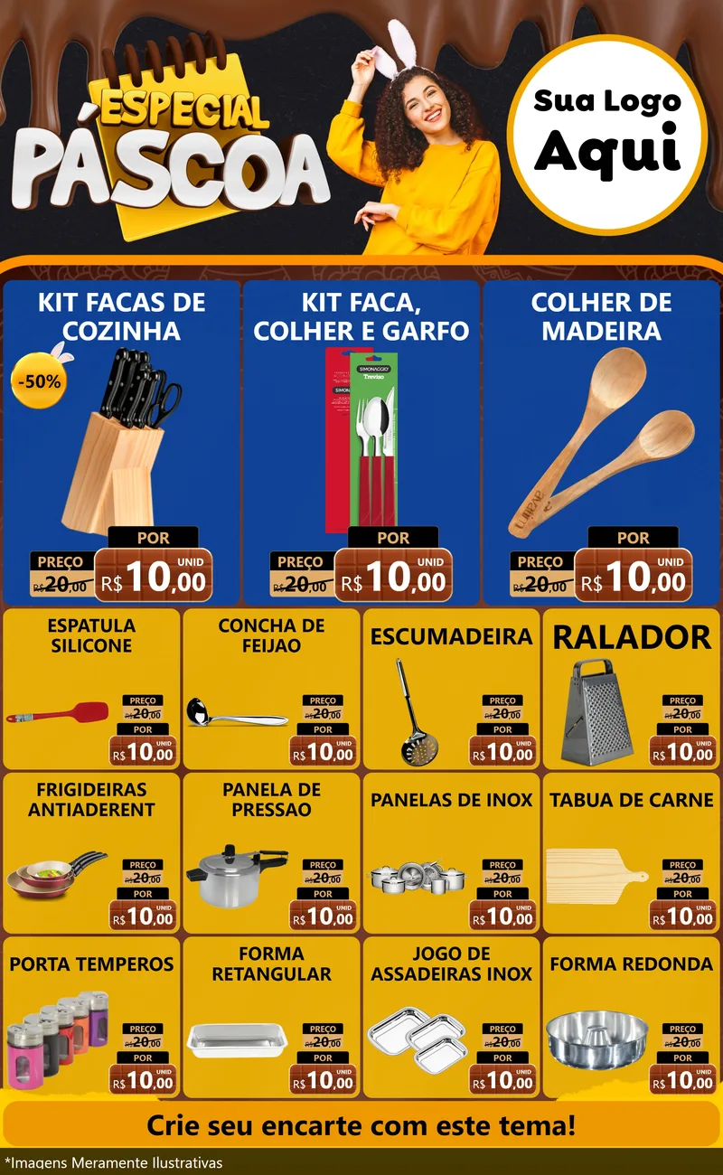 Modelo de Encarte para Encarte Grande com o tema Especial Páscoa para Utilidades Domésticas