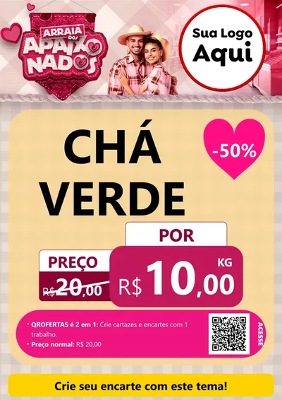 Modelo de Cartaz para Cartaz A4 Vertical com o tema Arraiá dos Apaixonados - Junina para Produtos Naturais