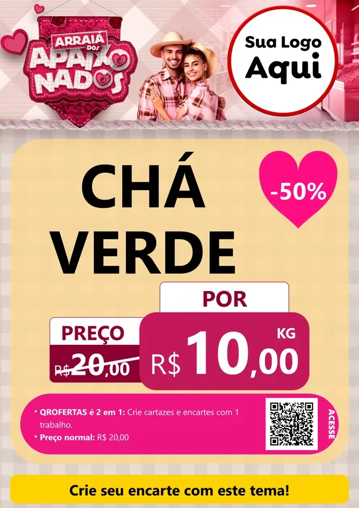 Modelo de Cartaz para Cartaz A4 Vertical com o tema Arraiá dos Apaixonados - Junina para Produtos Naturais