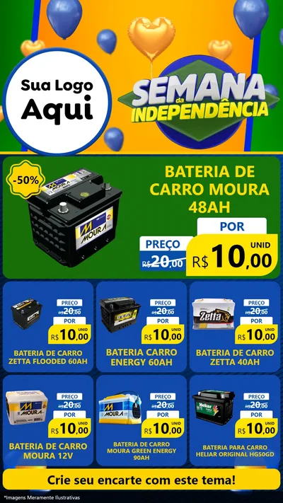 Modelo de Rede Social para Stories com o tema Semana da Independência para Baterias Elétricas