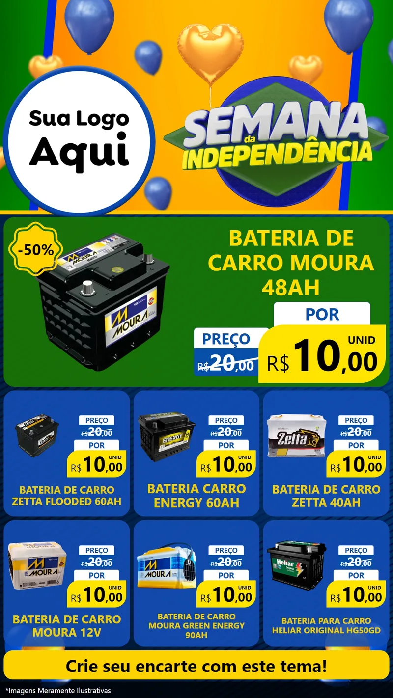 Modelo de Rede Social para Stories com o tema Semana da Independência para Baterias Elétricas