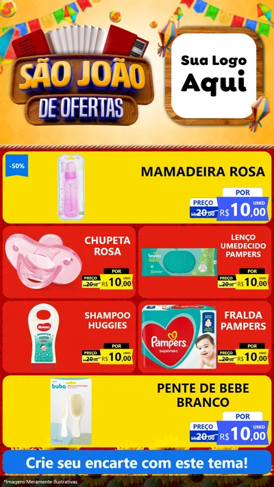 Modelo de TV para TV Vertical com o tema São João de Ofertas para Bebês
