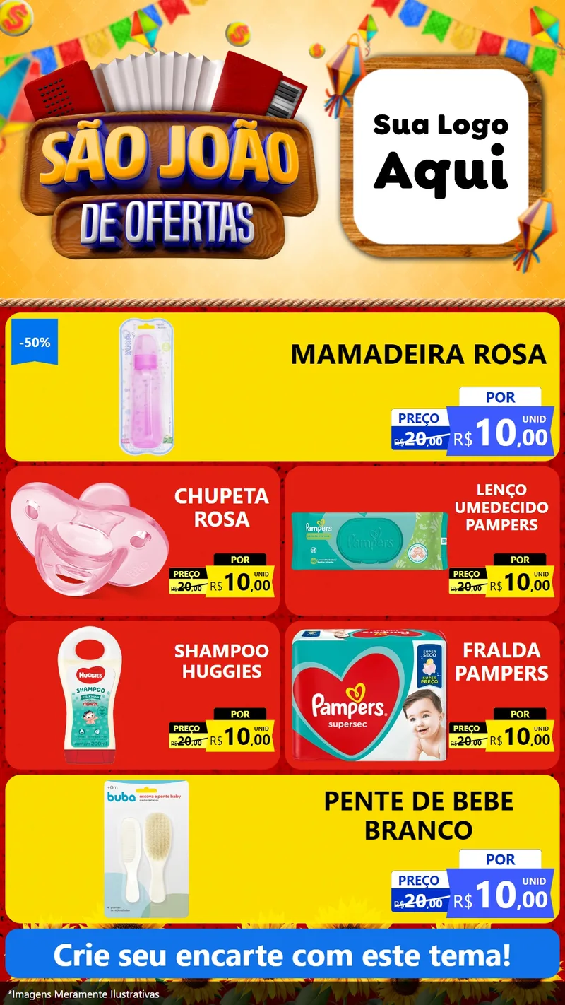 Modelo de TV para TV Vertical com o tema São João de Ofertas para Bebês