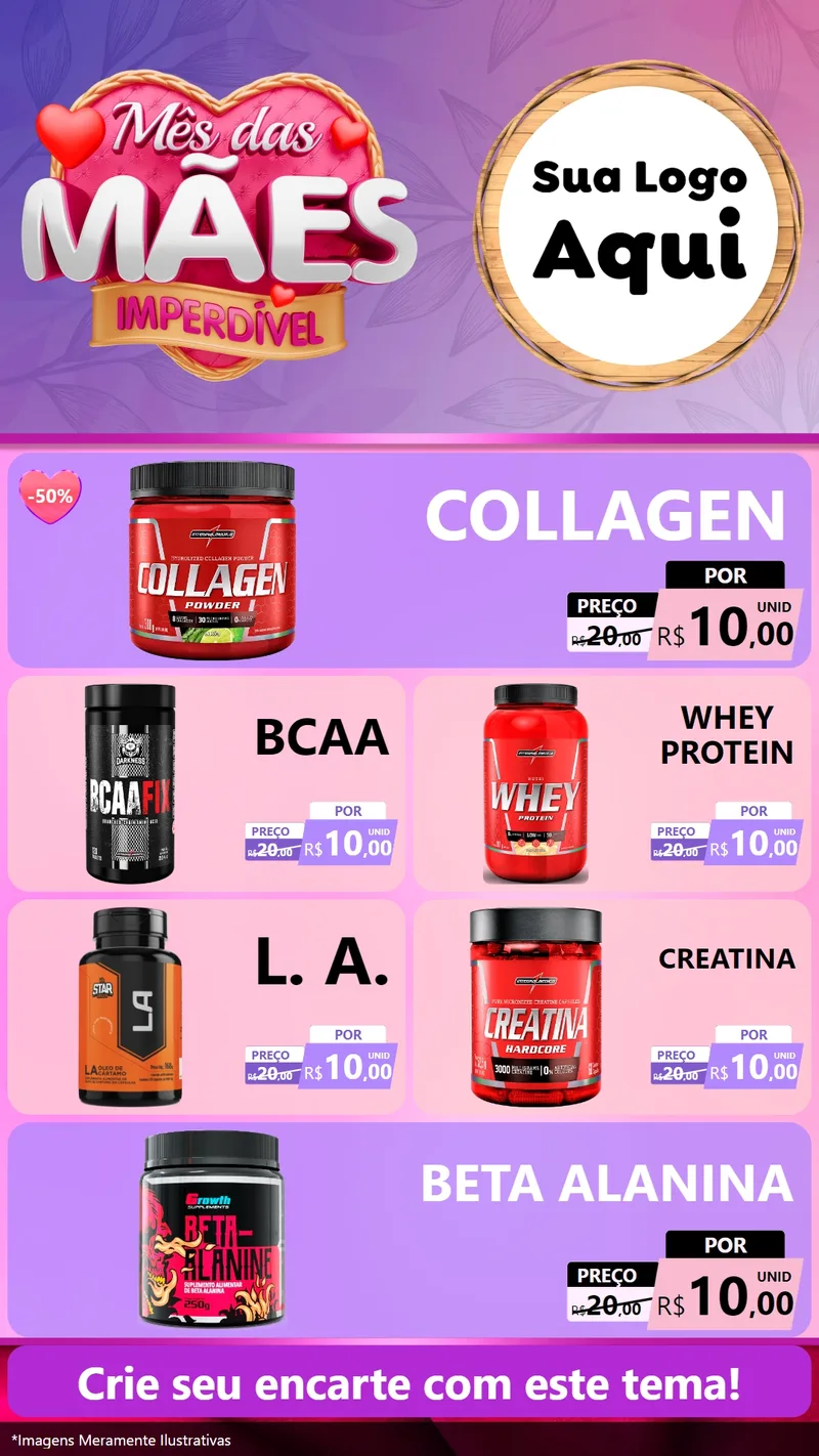 Modelo de TV para TV Vertical com o tema Mês das Mães Imperdível para Suplementos alimentares