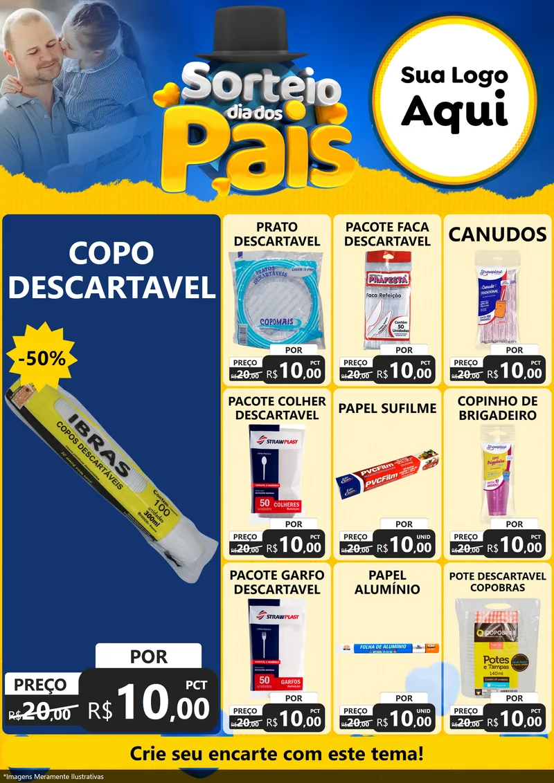 Modelo de Encarte para Encarte A4 Vertical com o tema Sorteio Dia Dos Pais para Embalagens