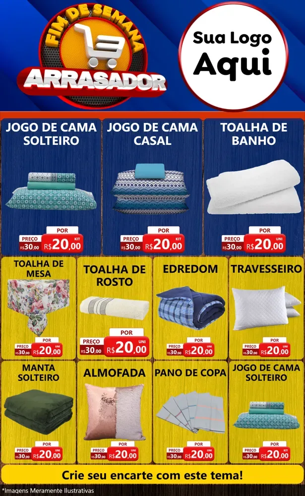 Modelo de Encarte para Encarte Grande com o tema Fim De Semana Arrasador para Cama, Mesa e Banho