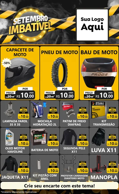 Modelo de Encarte para Encarte Grande com o tema Setembro Imbatível para Moto peças