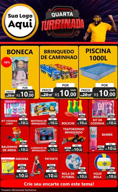 Modelo de Encarte para Encarte Grande com o tema Quarta Turbinada para Brinquedos
