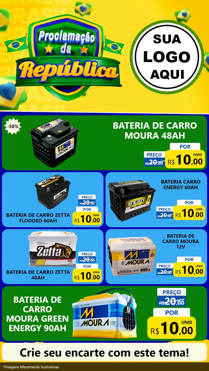 Modelo de TV para TV Vertical com o tema Proclamação da República para Baterias Elétricas
