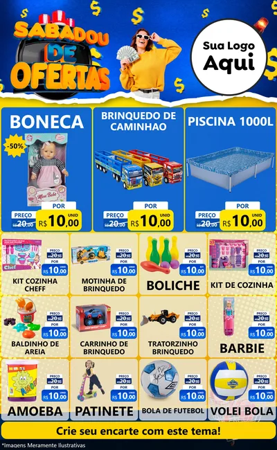 Modelo de Encarte para Encarte Grande com o tema Sabadou de Ofertas para Brinquedos