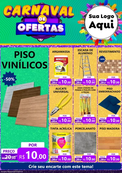 Modelo de Encarte para Encarte A4 Vertical com o tema Carnaval de Ofertas para Material para Construção