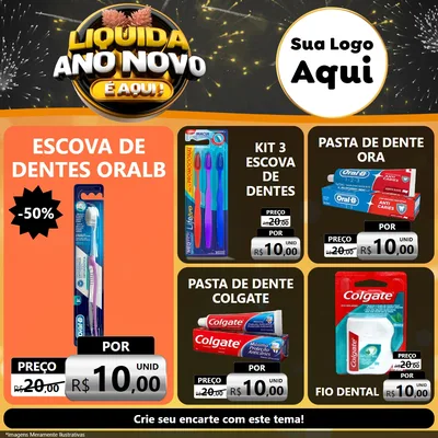 Modelo de Rede Social para Feed Facebook com o tema Liquida Ano Novo É Aqui! para Higiene Pessoal
