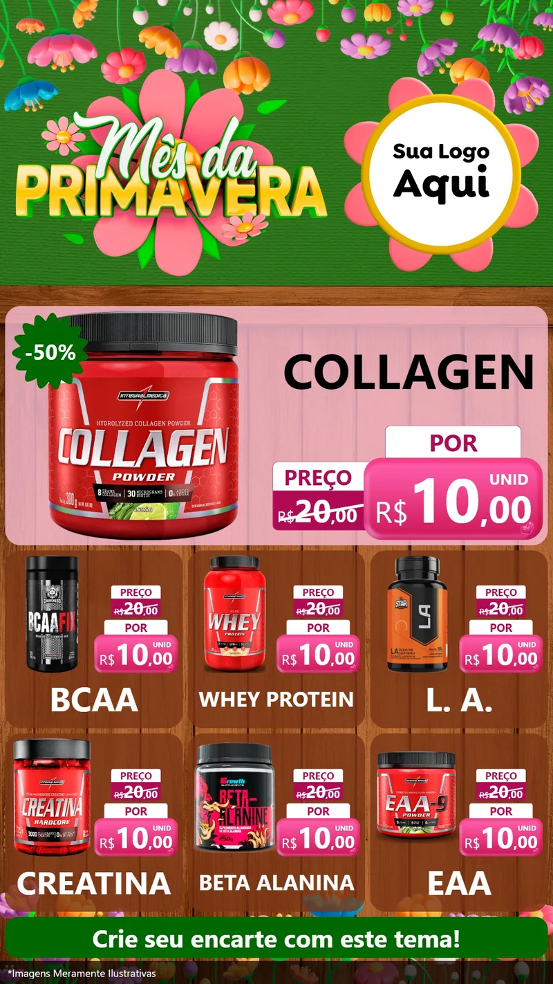 Modelo de Rede Social para Stories com o tema Mês da Primavera para Suplementos alimentares