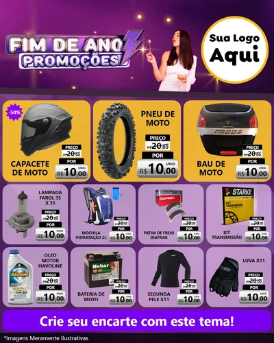 Modelo de Rede Social para Feed Instagram com o tema Fim de Ano Promoções para Moto peças
