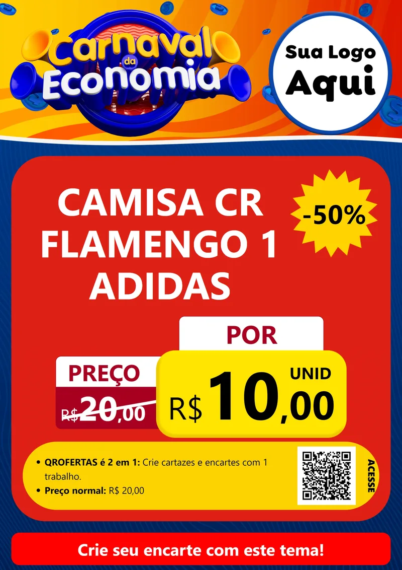 Modelo de Cartaz para Cartaz A4 Vertical com o tema Carnaval da Economia para Roupas e acessórios