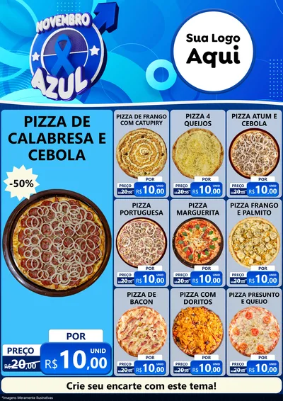Modelo de Encarte para Encarte A4 Vertical com o tema Novembro Azul para Pizzaria