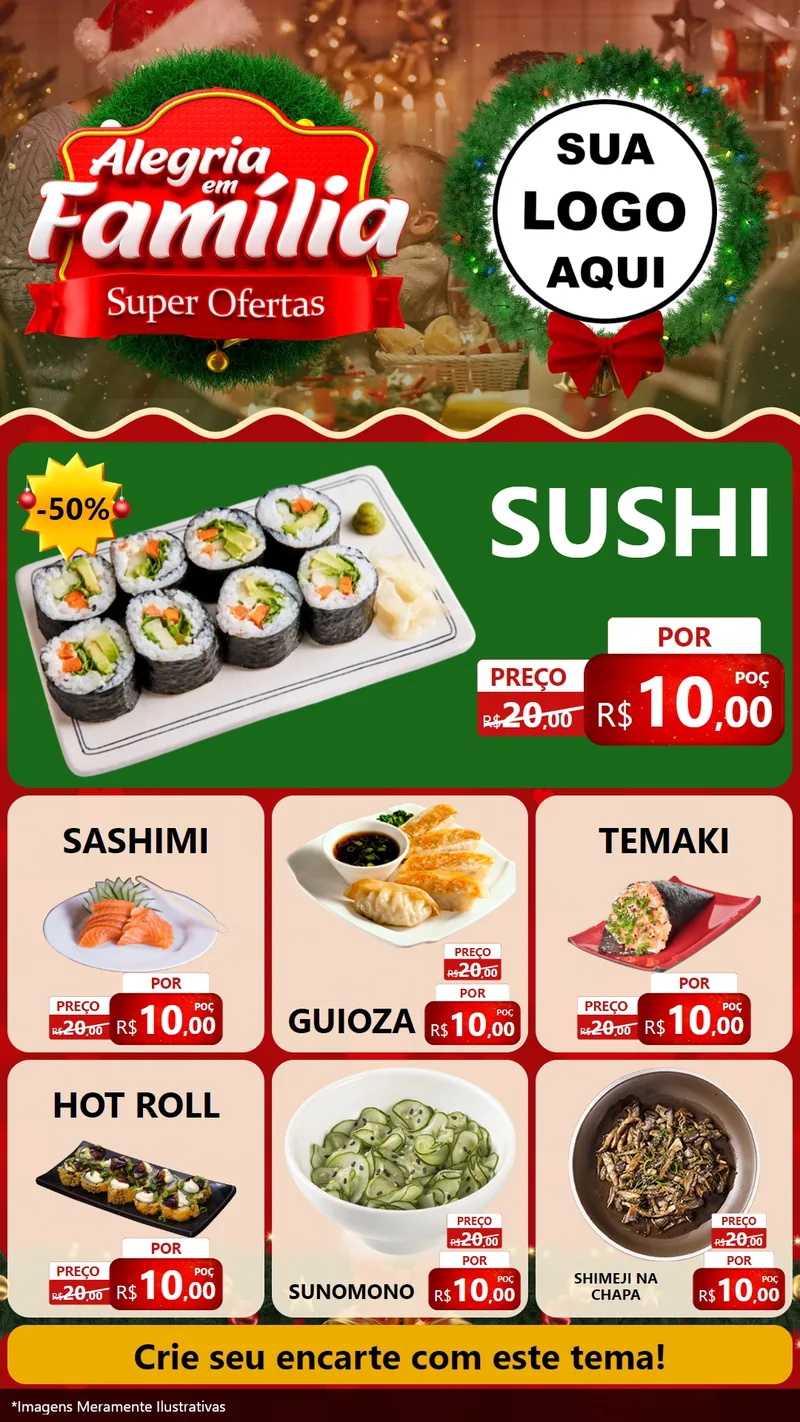 Modelo de Rede Social para Stories com o tema Alegria Em Família - Super Ofertas para Comida japonesa