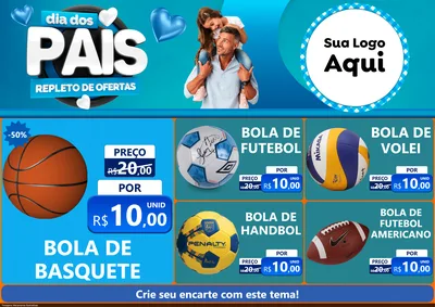 Modelo de Encarte para Encarte A4 Horizontal com o tema Dia Dos Pais Repleto de Ofertas para Artigos Esportivos