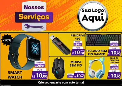 Modelo de Encarte para Encarte A4 Horizontal com o tema Nossos Serviços para Informática