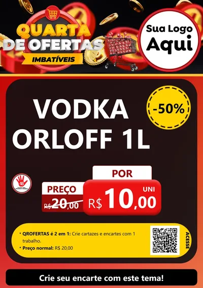 Modelo de Cartaz para Cartaz A4 Vertical com o tema Quarta de Ofertas Imbatíveis para Distribuidora de bebidas