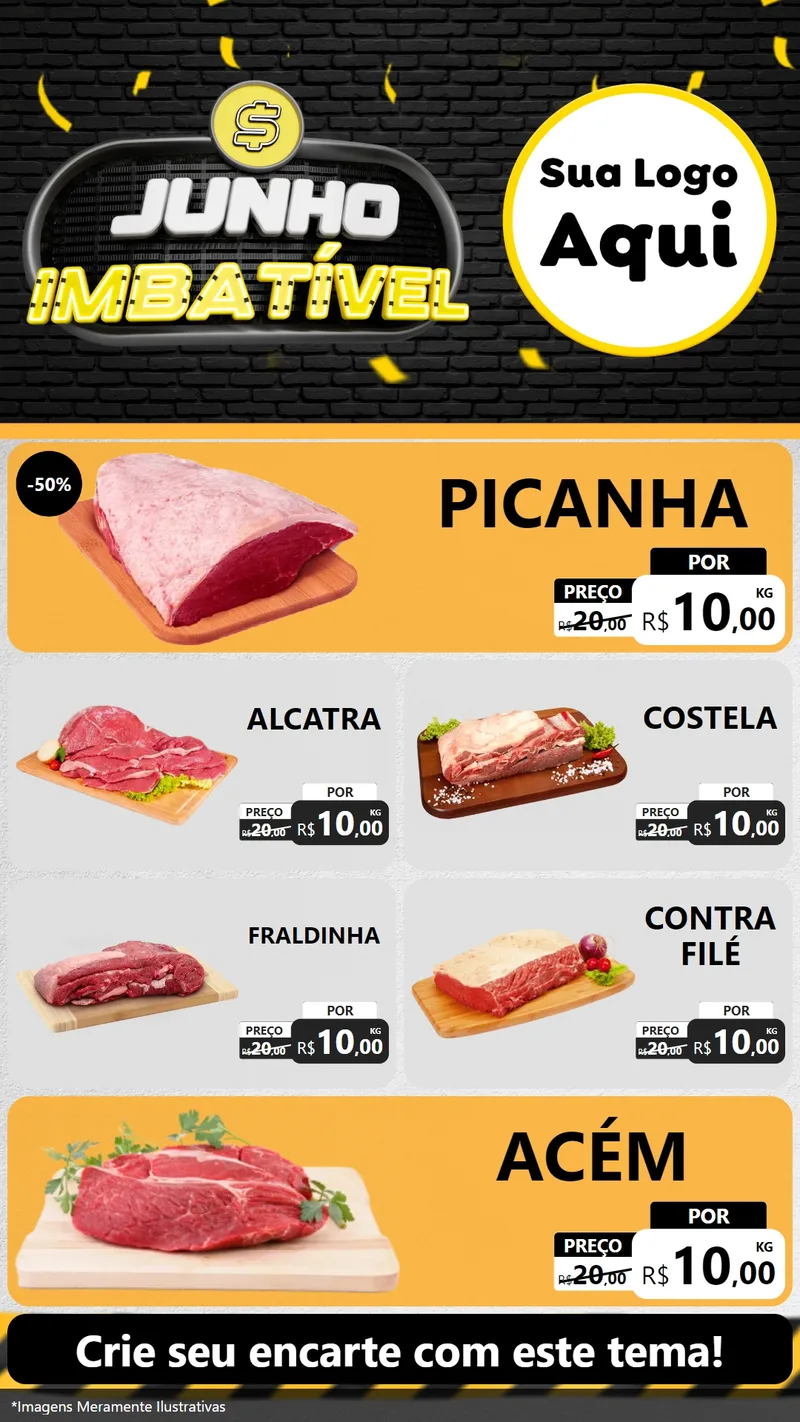 Modelo de TV para TV Vertical com o tema Junho Imbatível para Açougue