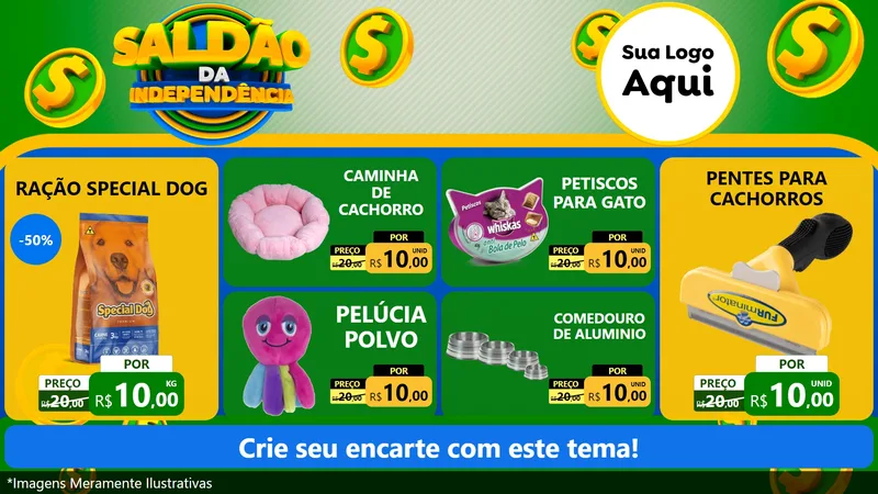 Modelo de TV para TV Horizontal com o tema Saldão da Indepêndencia para Pet Shop