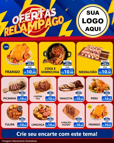 Modelo de Rede Social para Feed Instagram com o tema Ofertas Relâmpago para Assados