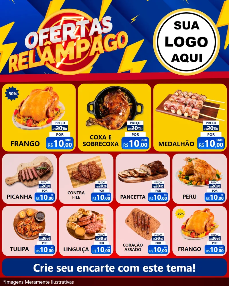 Modelo de Rede Social para Feed Instagram com o tema Ofertas Relâmpago para Assados