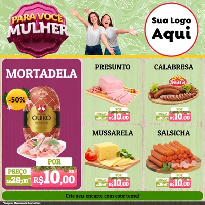 Modelo de Rede Social para Feed Facebook com o tema Para Você Mulher para Frios e Laticínios