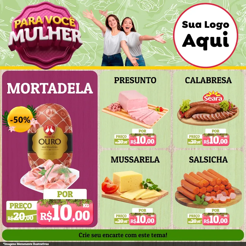 Modelo de Rede Social para Feed Facebook com o tema Para Você Mulher para Frios e Laticínios