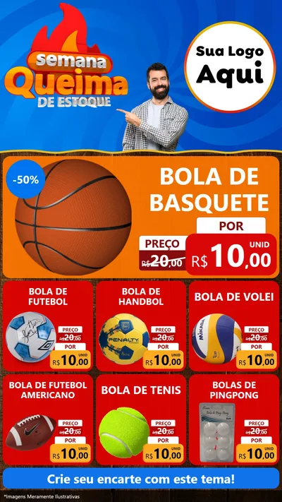 Modelo de Rede Social para Stories com o tema Semana Queima de Estoque para Artigos Esportivos