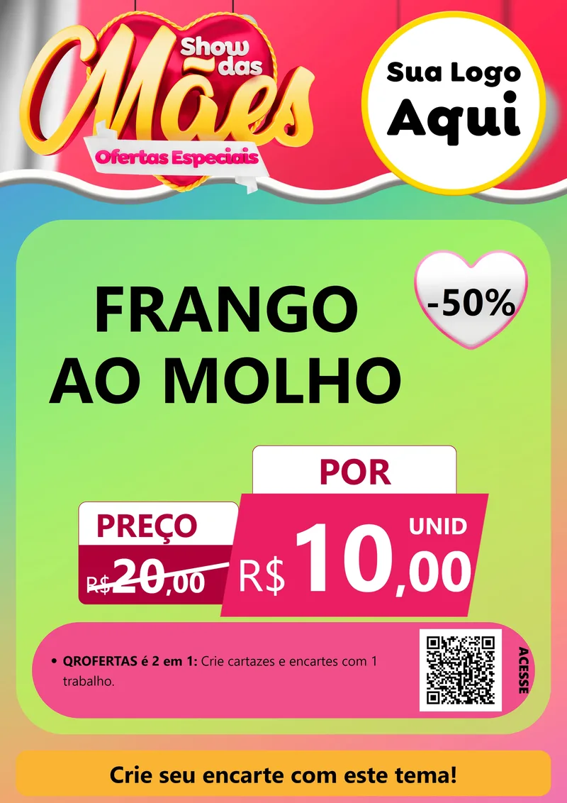 Modelo de Cartaz para Cartaz A4 Vertical com o tema Show das Mães - Ofertas Especiais para Restaurante