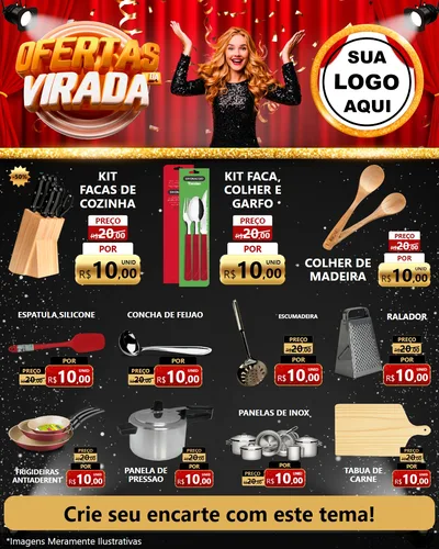 Modelo de Rede Social para Feed Instagram com o tema Ofertas da Virada para Utilidades Domésticas