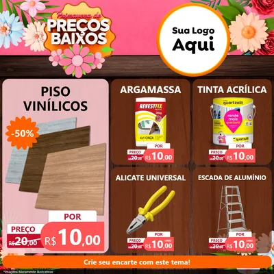 Modelo de Rede Social para Feed Facebook com o tema Primavera de Preços Baixos para Material para Construção