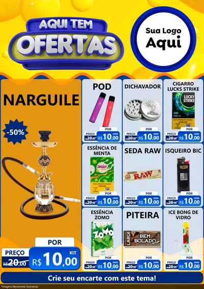 Modelo de Encarte para Encarte A4 Vertical com o tema Aqui Tem Ofertas para Tabacaria