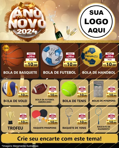 Modelo de Rede Social para Feed Instagram com o tema Feliz Ano Novo 2027 para Artigos Esportivos