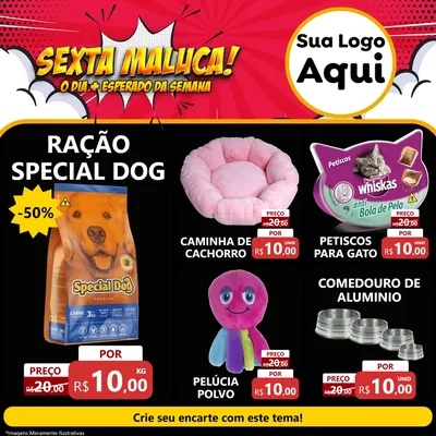 Modelo de Rede Social para Feed Facebook com o tema Sexta Maluca! para Pet Shop