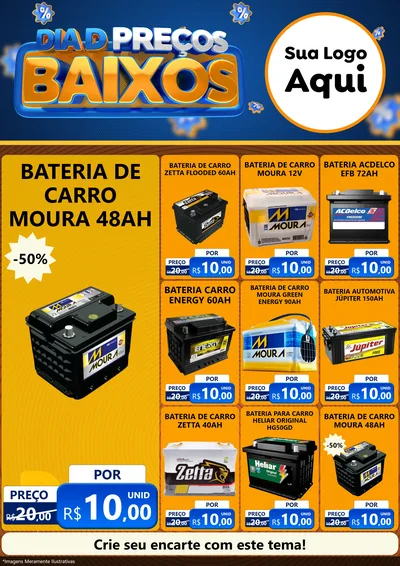 Modelo de Encarte para Encarte A4 Vertical com o tema Dia D Preço Baixo para Baterias Elétricas