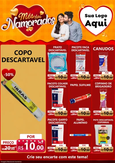 Modelo de Encarte para Encarte A4 Vertical com o tema Mês dos Namorados para Embalagens