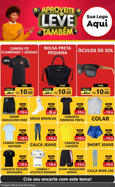 Modelo de Encarte para Encarte Grande com o tema Aproveite e Leve Também para Roupas e acessórios
