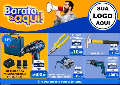 Modelo de Encarte para Encarte A4 Horizontal com o tema Barato é aqui para Maquinas e Ferramentas