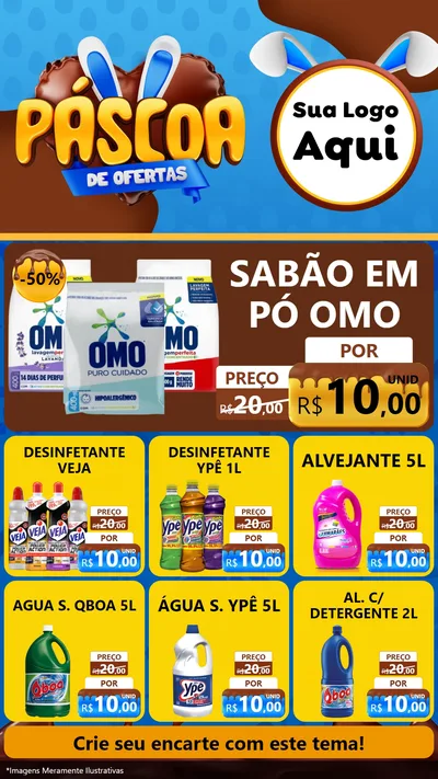 Modelo de Rede Social para Stories com o tema Páscoa de Ofertas para Produtos de Limpeza