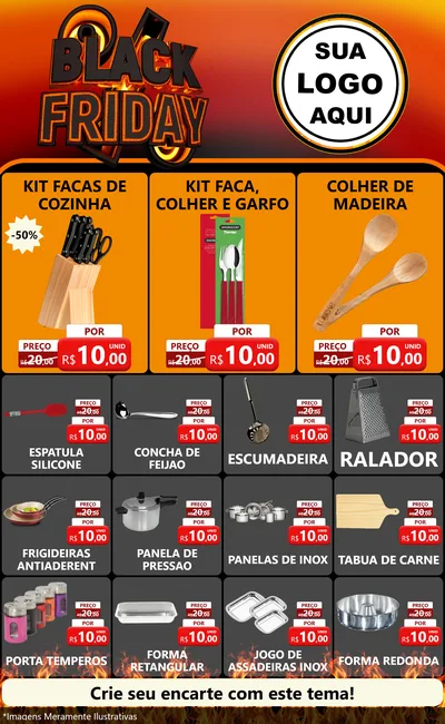 Modelo de Encarte para Encarte Grande com o tema Black Friday para Utilidades Domésticas