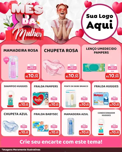 Modelo de Rede Social para Feed Instagram com o tema Mês da Mulher para Bebês