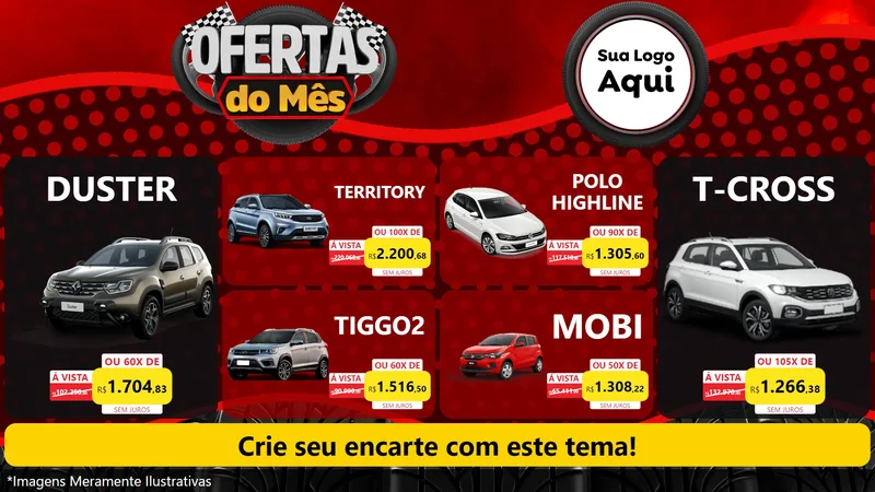 Modelo de TV para TV Horizontal com o tema Ofertas do Mês - Autopeças para Concessionaria de Carros