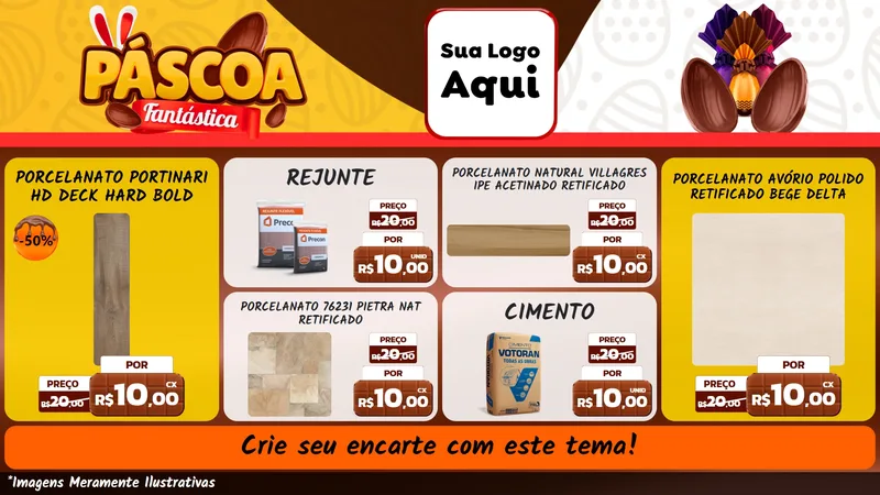 Modelo de TV para TV Horizontal com o tema Páscoa Fantástica para Pisos e revestimentos